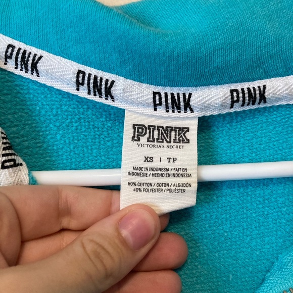 PINK Victoria Secret Blue Quarter Zip XSmall - Picture 6 of 8